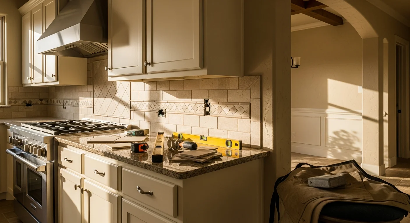 Modern kitchen with custom cabinets and granite countertops