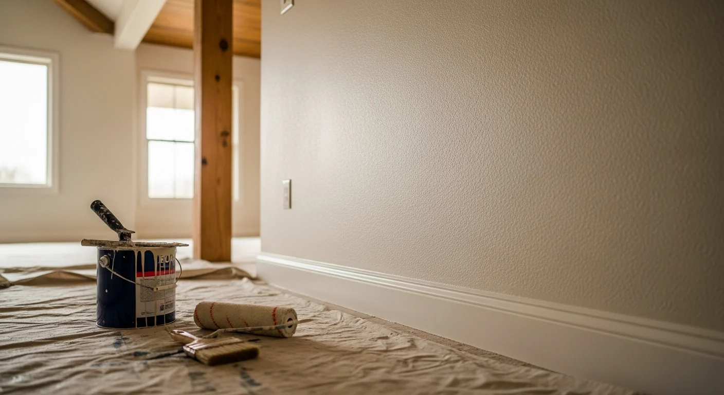 Freshly painted interior wall with professional finish
